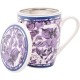 Caneca De Porcelana Branco/roxo 310Ml C/tampa E Infusor Lyor UNICA