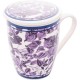 Caneca De Porcelana Branco/roxo 310Ml C/tampa E Infusor Lyor UNICA