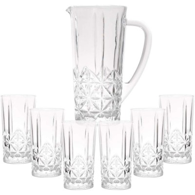 Jogo Com 6 Copos Altos 270Ml E 1 Jarra 1L Vidro Stella Wolff UNICA