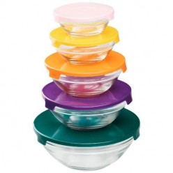 Jogo De Bowls Bon Gourmet Com Tampa Vidro 5 Peças UNICA
