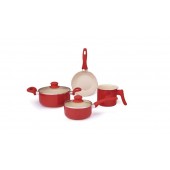 Jogo De Panelas Cerâmica 4 Peças Vermelho Class Home