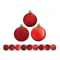 Kit Bola Mista 6Cm Decoração Árvore Natal 9Un Magizi UNICA
