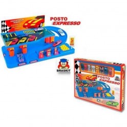Pista De Carrinhos Posto Expresso Com 8 Carrinhos Braskit UNICA