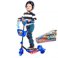 Patinete 3 Rodas Com Cesta Luz E Som Azul Dm Toys UNICA